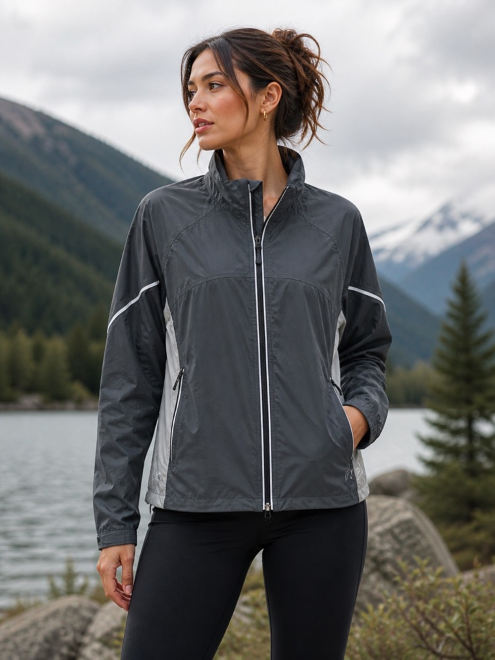 REI Women’s Event Waterproof Gray Lightweight Windbreaker Jacket